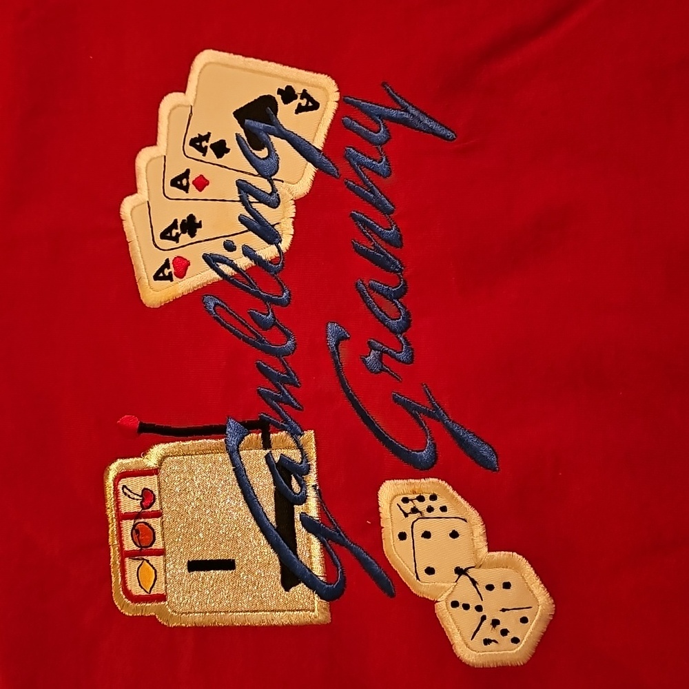 Cherry Red embroidered Granny T-shirt 👵